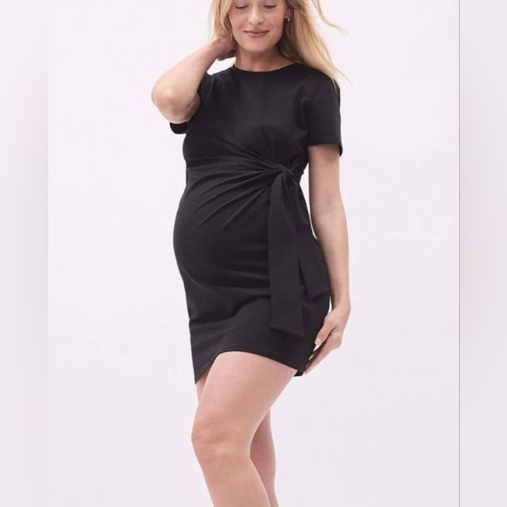 Maternity Black Dress with Side Tie